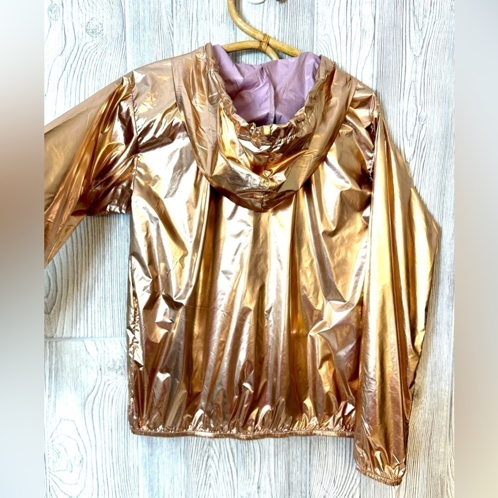 NEW! GOLD METALLIC FESTIVAL JACKET Forever 21 Active Size Small Oversized - Picture 6 of 9